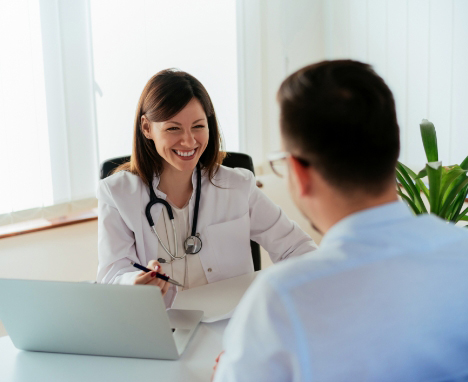 Consulting with Dermatologist in Office